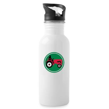 bauer_mit_traktor_032013_a_3c - Water bottle with straw - white - Right