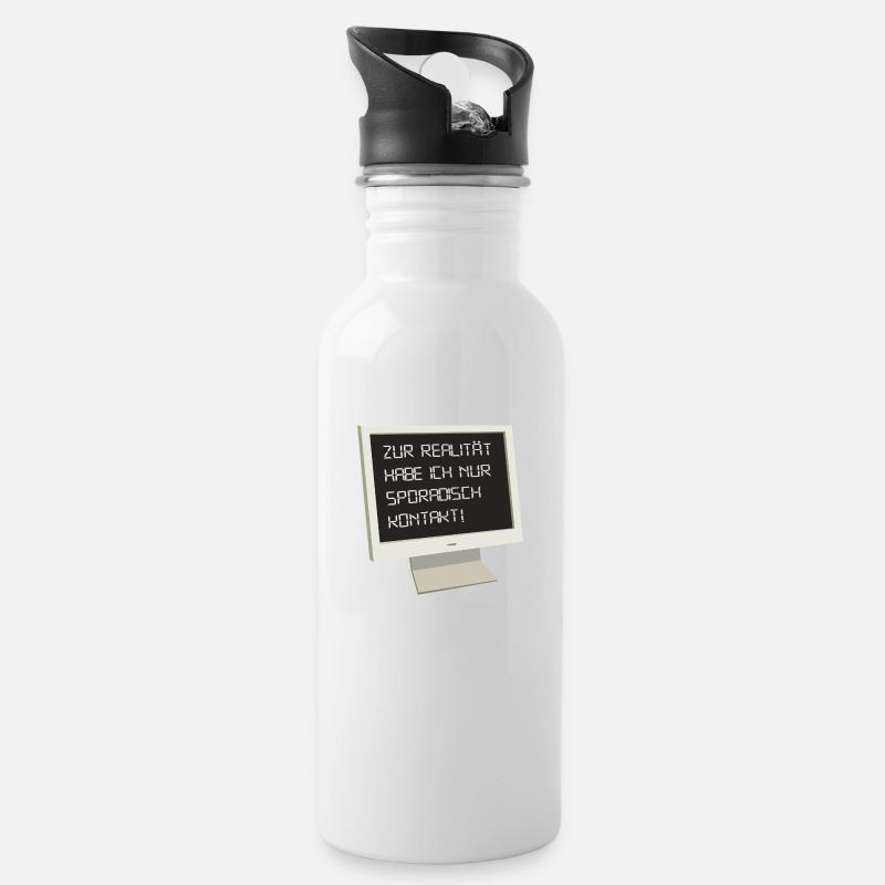 Realität - Trinkflasche mit integriertem Trinkhalm - Weiß