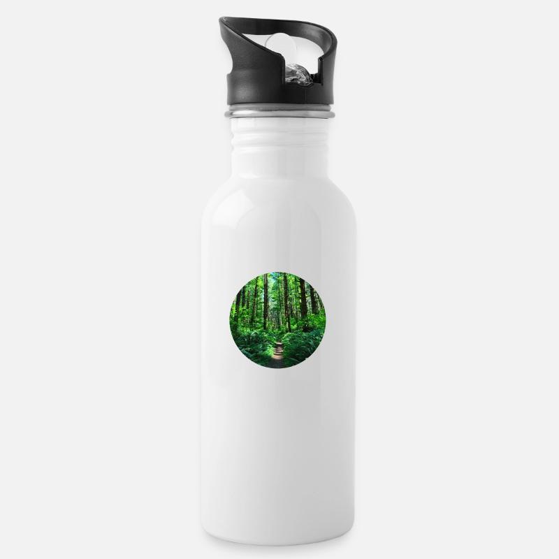 Forêts forêts arbres nature forêt verte route forêt - Gourde avec paille intégrée - blanc