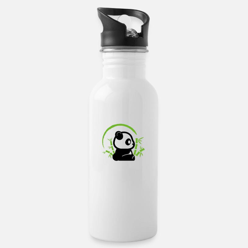 Panda bamboo - Water bottle with straw - white