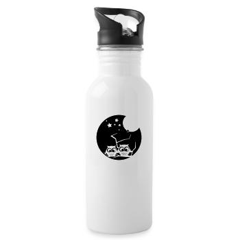 2 verträumte eulen - Trinkflasche mit integriertem Trinkhalm - Weiß - Rechts