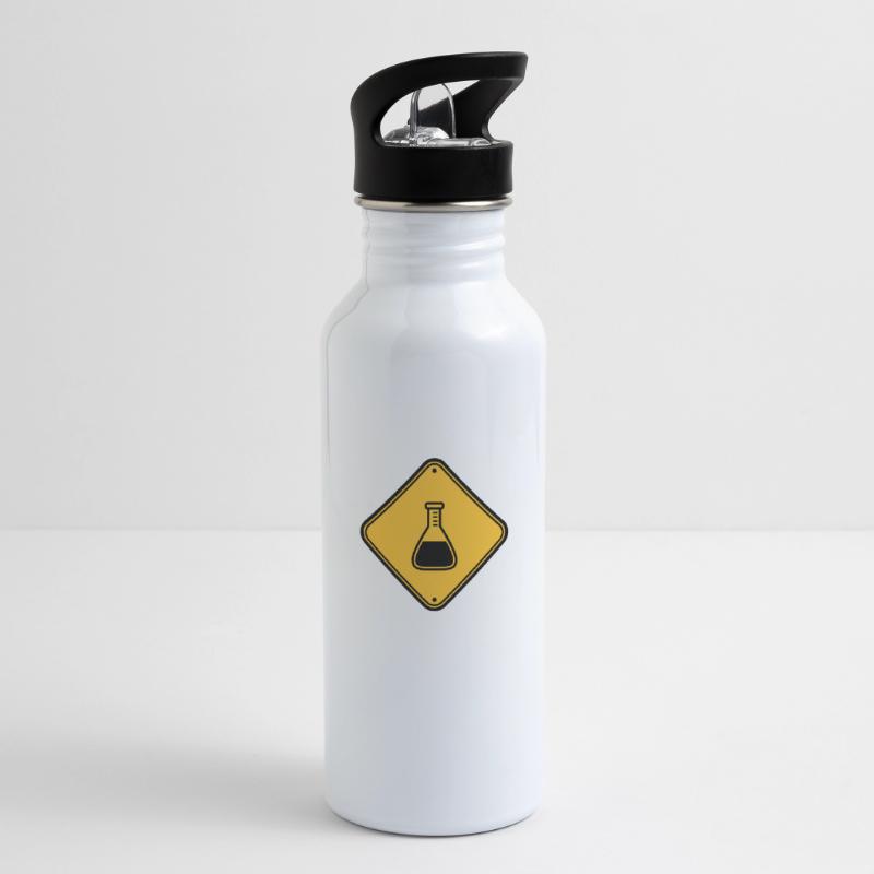 caution science shield note caution flues Water bottle with straw