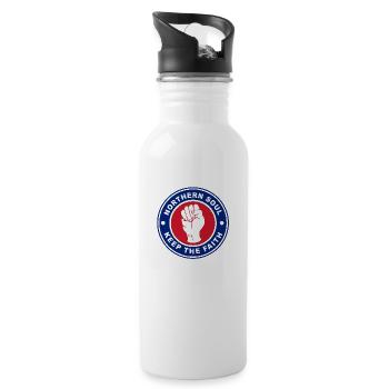 Norther Soul Keep the Faith Logo Union Flag Colour - Water bottle with straw - white - Right