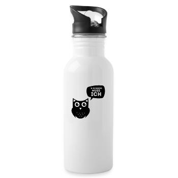 N SCHEISS MUSS ICH - EULENSHIRT - Trinkflasche mit integriertem Trinkhalm - Weiß - Rechts