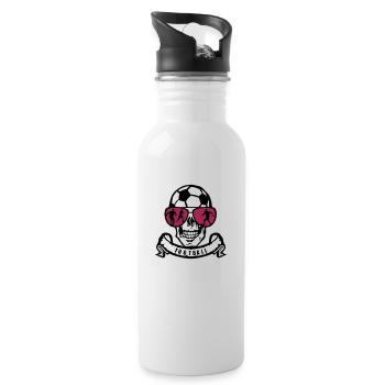 Fußball Kopf des Todes Totenkopf Lünette Banner Ball - Trinkflasche mit integriertem Trinkhalm - Weiß - Rechts