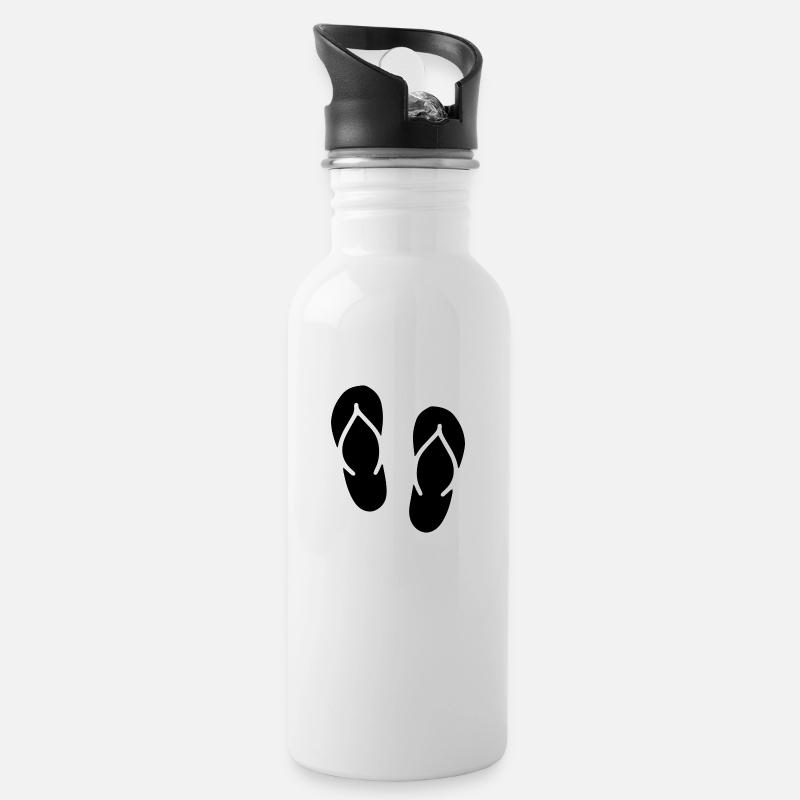 Flip Flops - Water bottle with straw - white