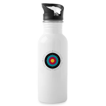 Zielscheibe Bogenschießen - Trinkflasche mit integriertem Trinkhalm - Weiß - Rechts