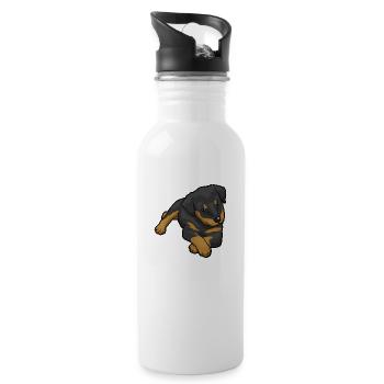 Rottweiler Dog - Water bottle with straw - white - Right