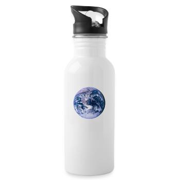 The Blue Marble - Trinkflasche mit integriertem Trinkhalm - Weiß - Rechts
