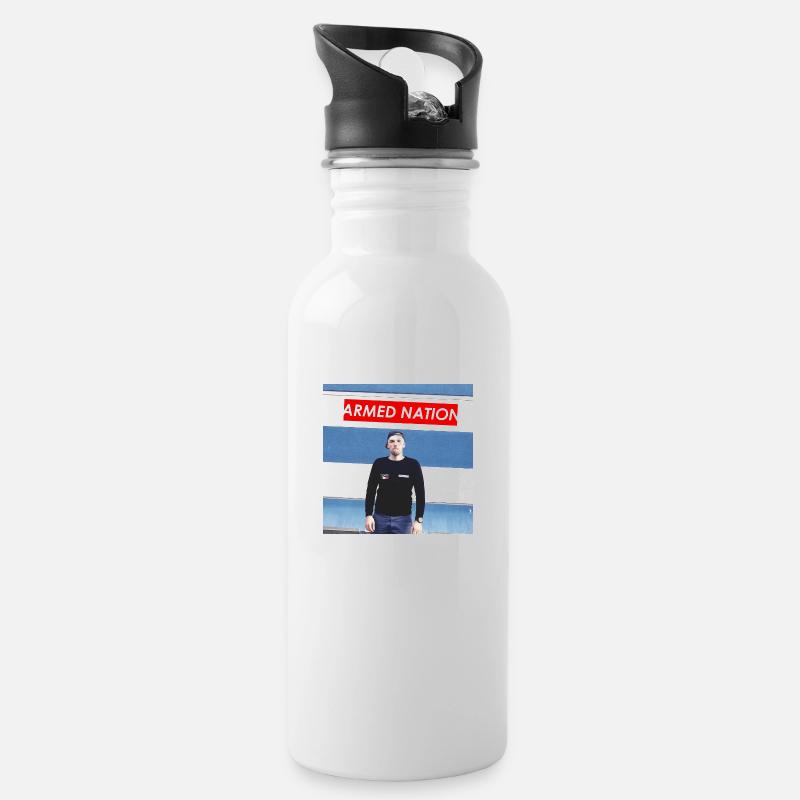 VII - ARMED NATION 2020 Logo - Trinkflasche mit integriertem Trinkhalm - Weiß