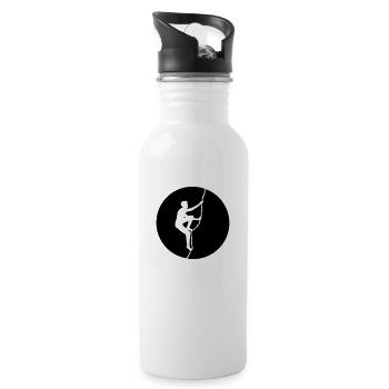 kletterer rund sonne mond nacht freeclimber gipfel - Trinkflasche mit integriertem Trinkhalm - Weiß - Rechts