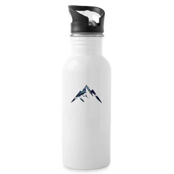 mountains design - Trinkflasche mit integriertem Trinkhalm - Weiß - Rechts