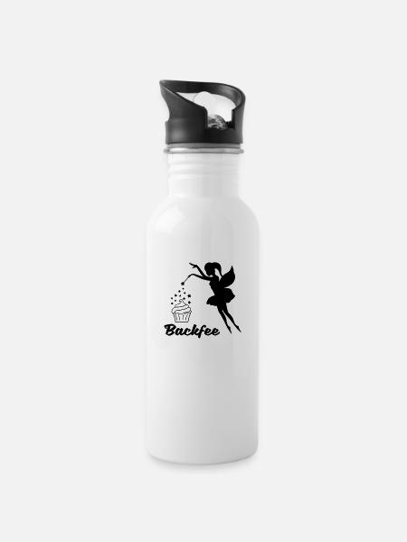 backfee_001 - Trinkflasche mit integriertem Trinkhalm - Weiß