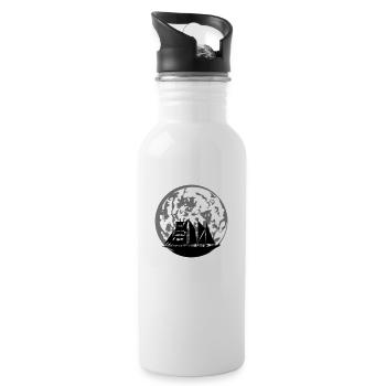 Mond Silhouette Segelschiff - Trinkflasche mit integriertem Trinkhalm - Weiß - Rechts