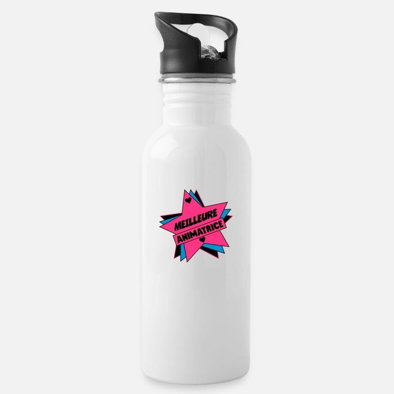 Animateur / Animatrice / Animator / Animador / No - Trinkflasche mit integriertem Trinkhalm - Weiß