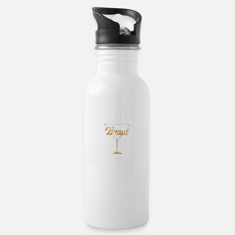 (braut_gold_) - Trinkflasche mit integriertem Trinkhalm - Weiß