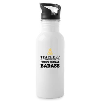 Teacher is a educational badass - Water bottle with straw - white - Right