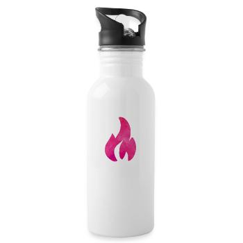 flamme feuer pink - Trinkflasche mit integriertem Trinkhalm - Weiß - Rechts