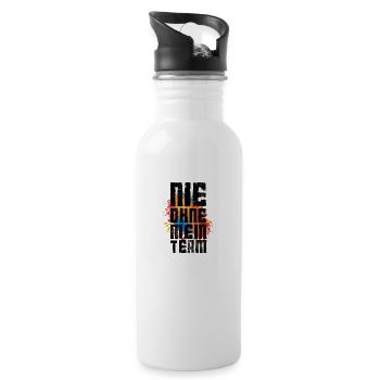nie ohne mein team bunt - Trinkflasche mit integriertem Trinkhalm - Weiß - Rechts