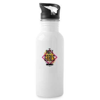 party girls crew crown colors - Trinkflasche mit integriertem Trinkhalm - Weiß - Rechts