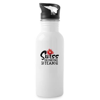 swiss drinking team - Trinkflasche mit integriertem Trinkhalm - Weiß - Rechts