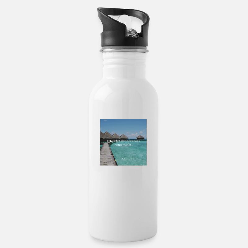 coole Erfolgs Spruch Geschenk Idee Geburtstag - Trinkflasche mit integriertem Trinkhalm - Weiß