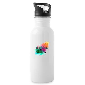 Berlin Deutschland Germany Skyline Stadt City - Water bottle with straw - white - Right