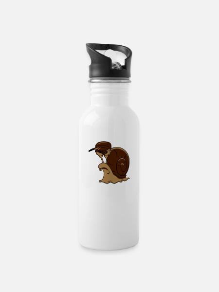 Snail funny evil - Water bottle with straw - white