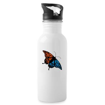 Butterfly (colors customizable) - Water bottle with straw - white - Right