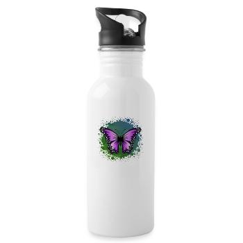 butterfly - Water bottle with straw - white - Right