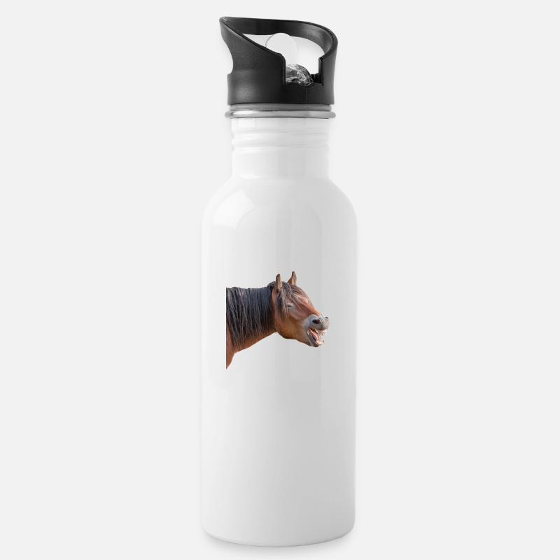 Lachen - Trinkflasche mit integriertem Trinkhalm - Weiß