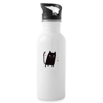 Katze - Trinkflasche mit integriertem Trinkhalm - Weiß - Rechts