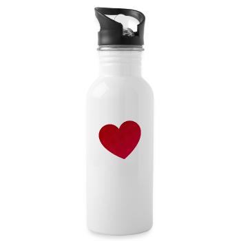 Rotes Herz - Trinkflasche mit integriertem Trinkhalm - Weiß - Rechts