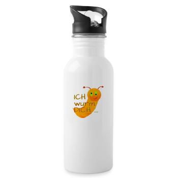 Ich wurm DICH - Trinkflasche mit integriertem Trinkhalm - Weiß - Rechts