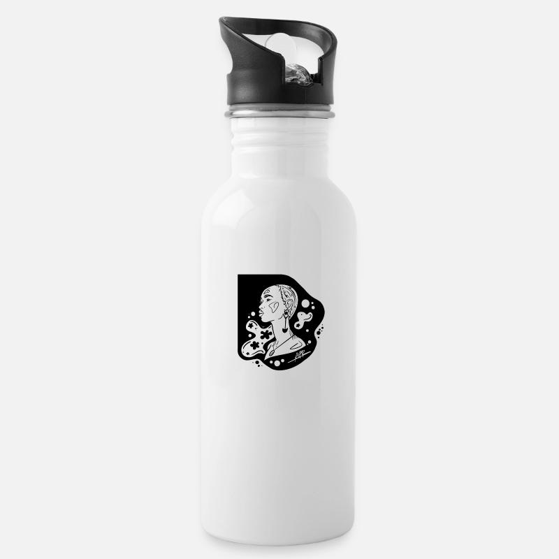 Sie - Trinkflasche mit integriertem Trinkhalm - Weiß