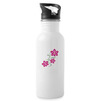 Hawaii Orchideen Tattoo Blumenliebhaber - Trinkflasche mit integriertem Trinkhalm - Weiß - Rechts