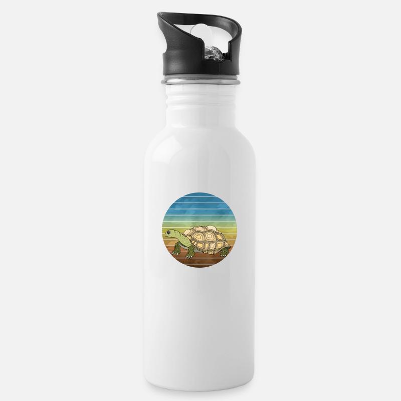 Schildkröte - Trinkflasche mit integriertem Trinkhalm - Weiß