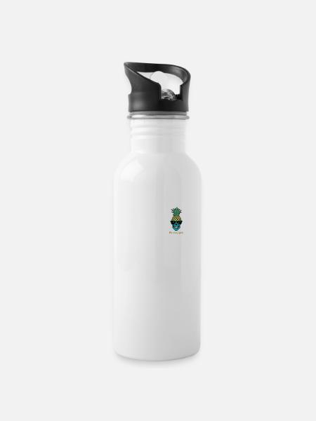 Ananas - Trinkflasche mit integriertem Trinkhalm - Weiß
