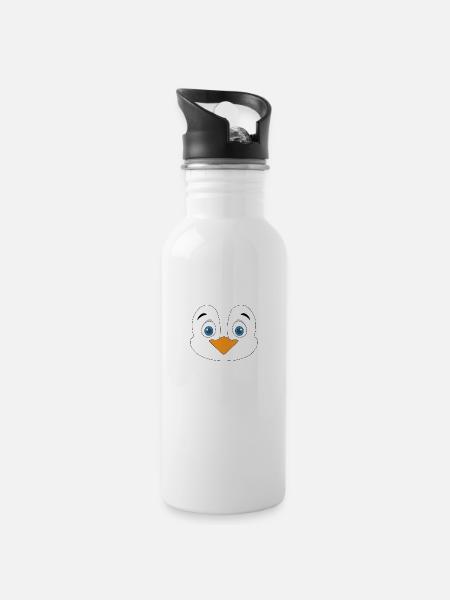 Joli visage de pingouin - Gourde avec paille intégrée - blanc