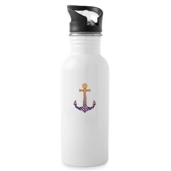 Celtic symbol anchor tribal tattoo gift idea - Water bottle with straw - white - Right
