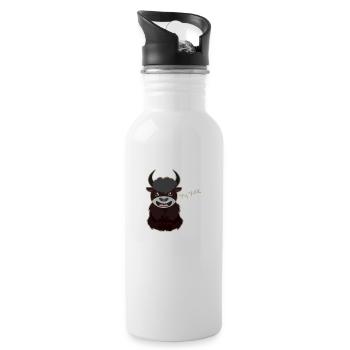 Yy Yak Sweet Animals Y is for Yak Gift Idea - Water bottle with straw - white - Right