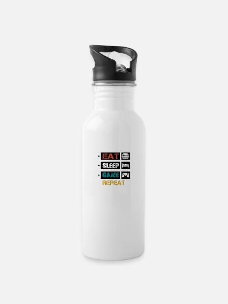 Gamer - Water bottle with straw - white