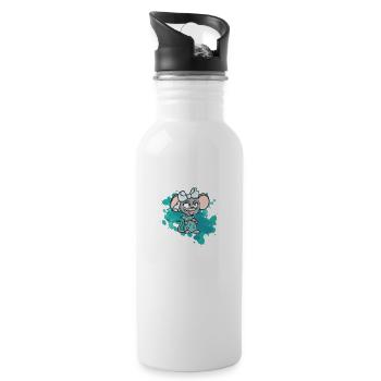 aquarell susi style Maus Frech wild Statement love - Trinkflasche mit integriertem Trinkhalm - Weiß - Rechts