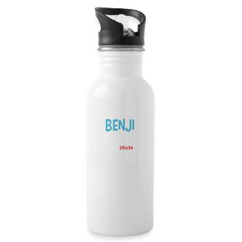 Prénom, Benjamin, Benji, idée cadeau drôle, humour - Gourde avec paille intégrée - blanc - Droite
