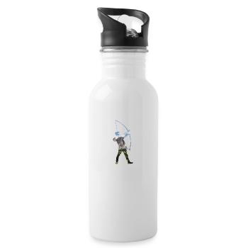 Double Exposure Art Bogenschießen Geschenkidee - Trinkflasche mit integriertem Trinkhalm - Weiß - Rechts