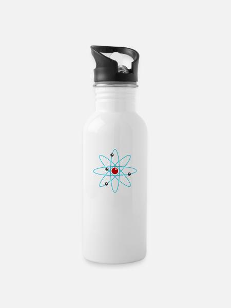 Atom - Trinkflasche mit integriertem Trinkhalm - Weiß