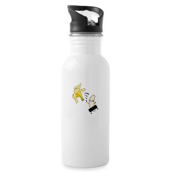 Banana Vegan Organic Funny Gift - Water bottle with straw - white - Right