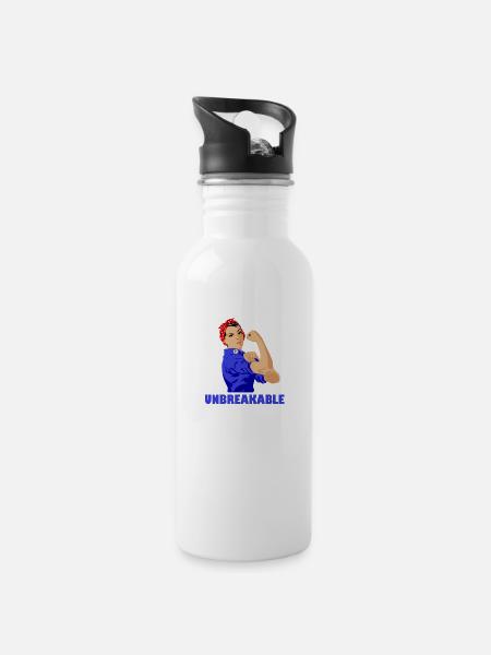 Unbreakable Strong Women Girl Power Feminismus - Trinkflasche mit integriertem Trinkhalm - Weiß