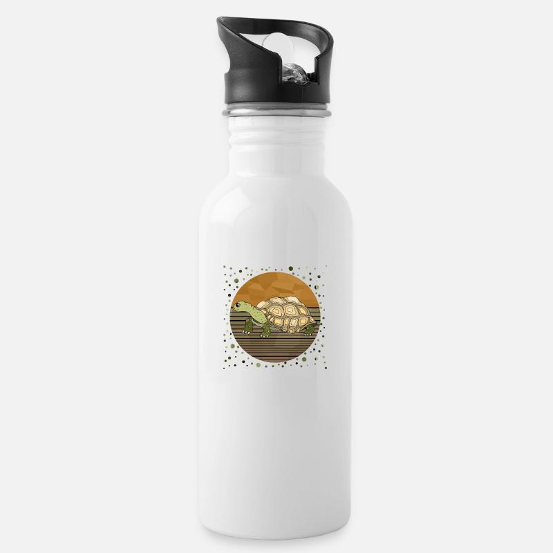 Tortoise - Water bottle with straw - white