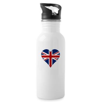 Great Britain Flag Heart - Water bottle with straw - white - Right